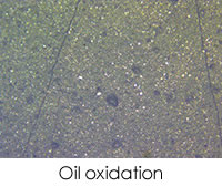 在再潤滑量和/或頻率不足是通過過早的油氧化、摩擦聚合物、粘性磨損碎片、回火顆粒和黑色氧化鐵顆粒來診斷或確認的